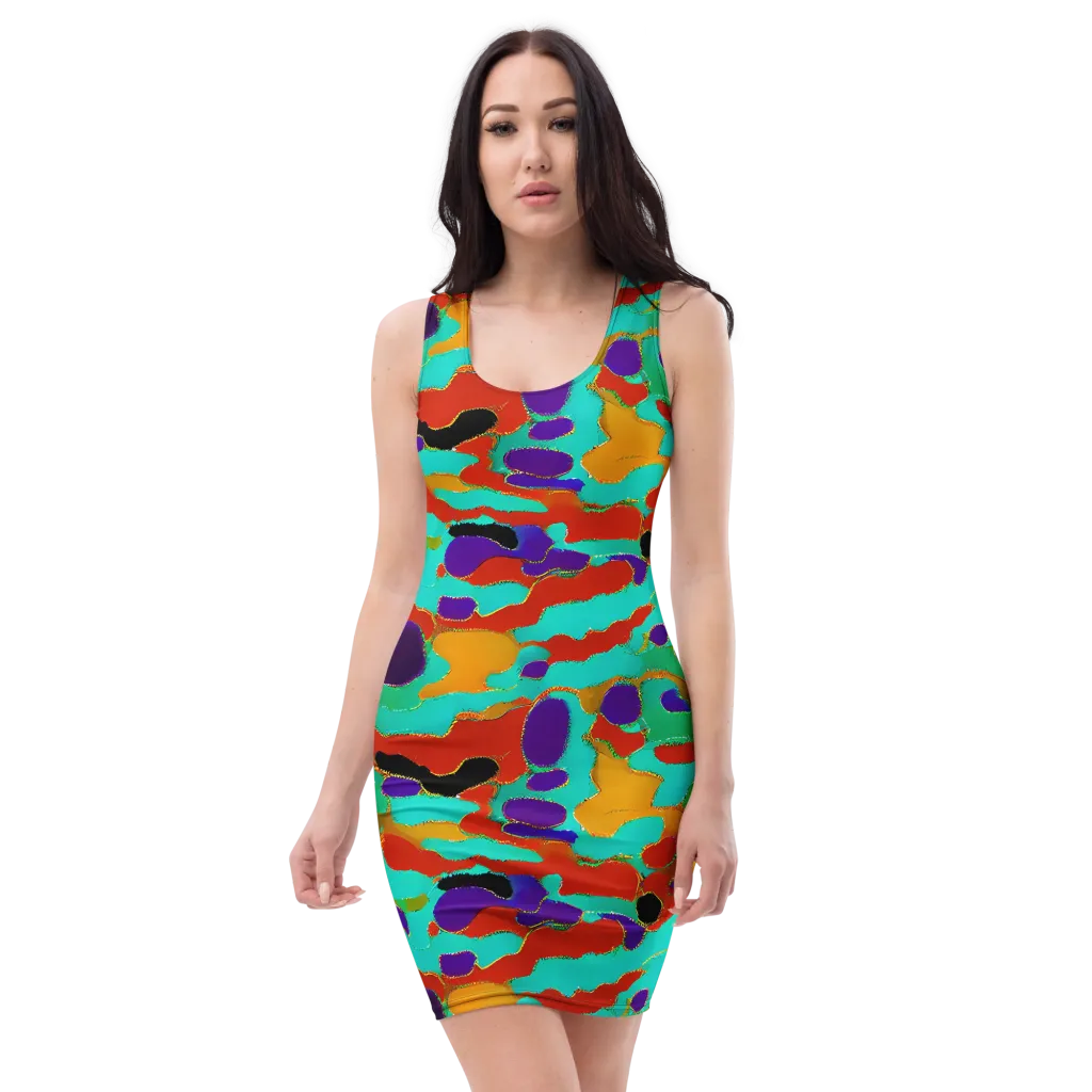 Prismatic Spill on Bodycon Dress — Front