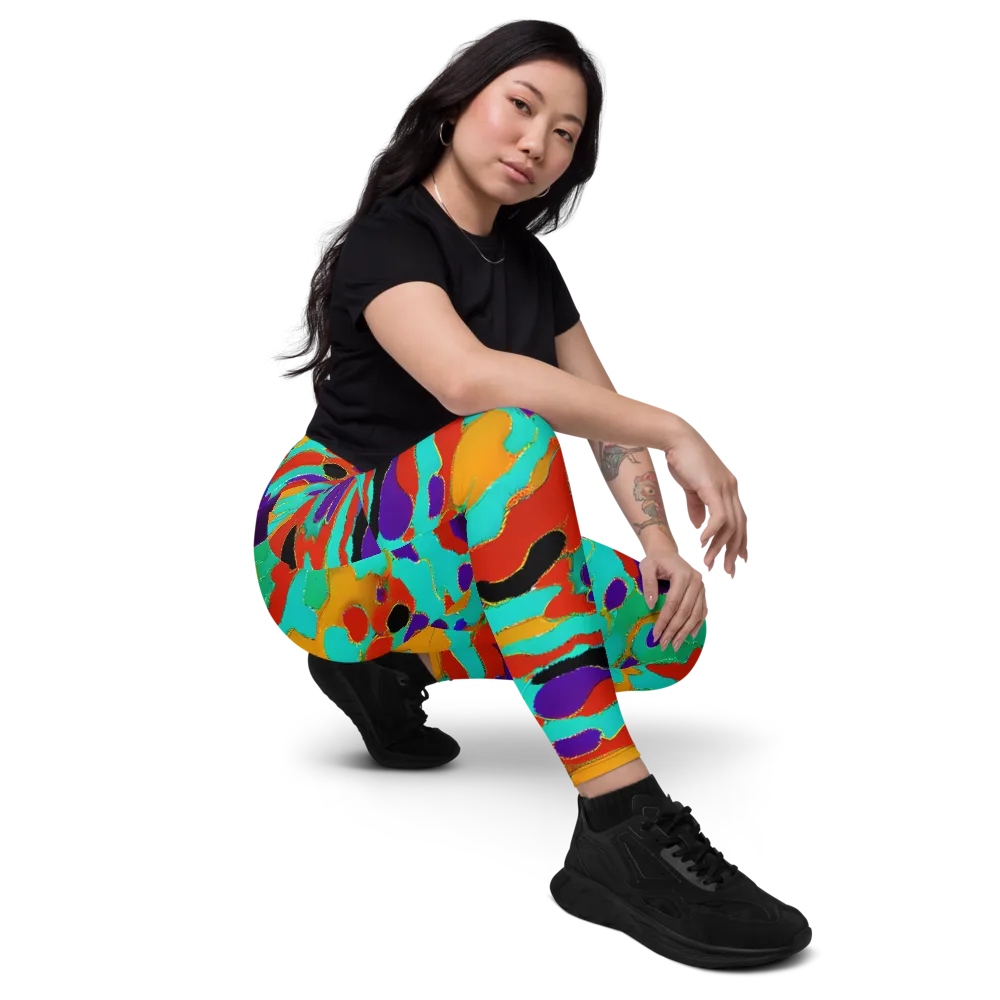 Prismatic Spill on Leggings with Pockets — Right Front