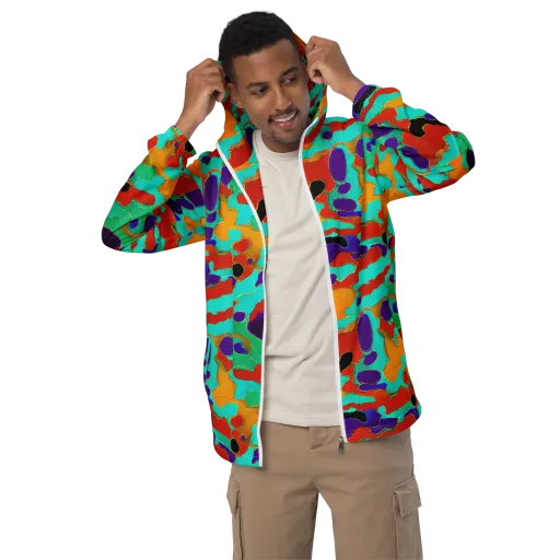 Prismatic Spill on a Men's Windbreaker