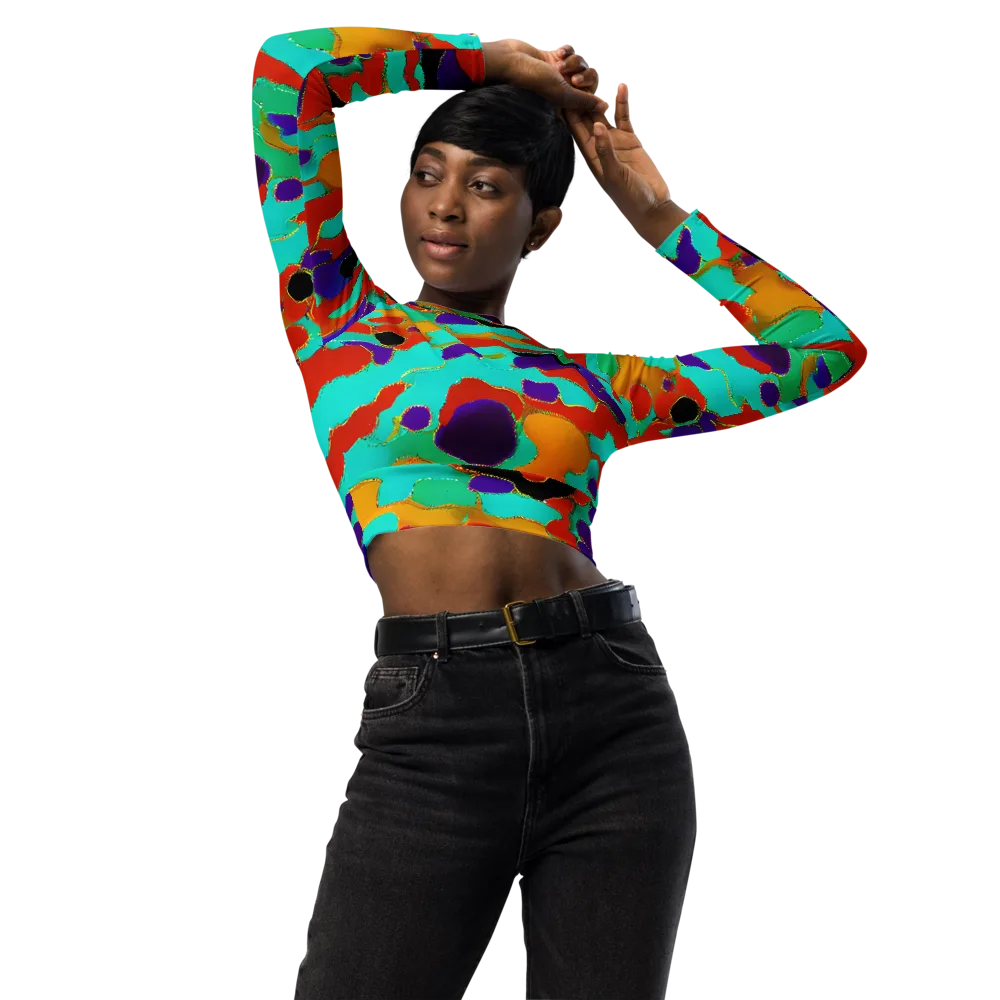 Prismatic Spill on Long Sleeve Crop Top — Front