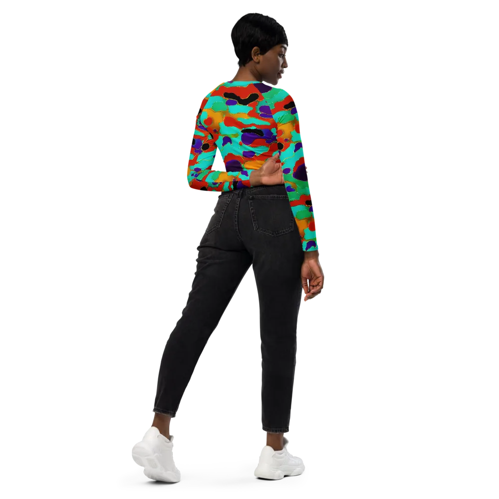 Prismatic Spill on Long Sleeve Crop Top — Right Back