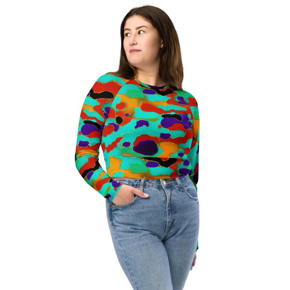 Prismatic Spill on Long Sleeve Crop Top — Front