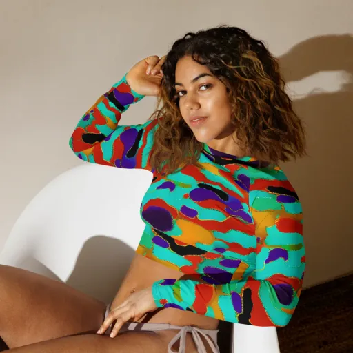 Prismatic Spill on a Long Sleeve Crop Top