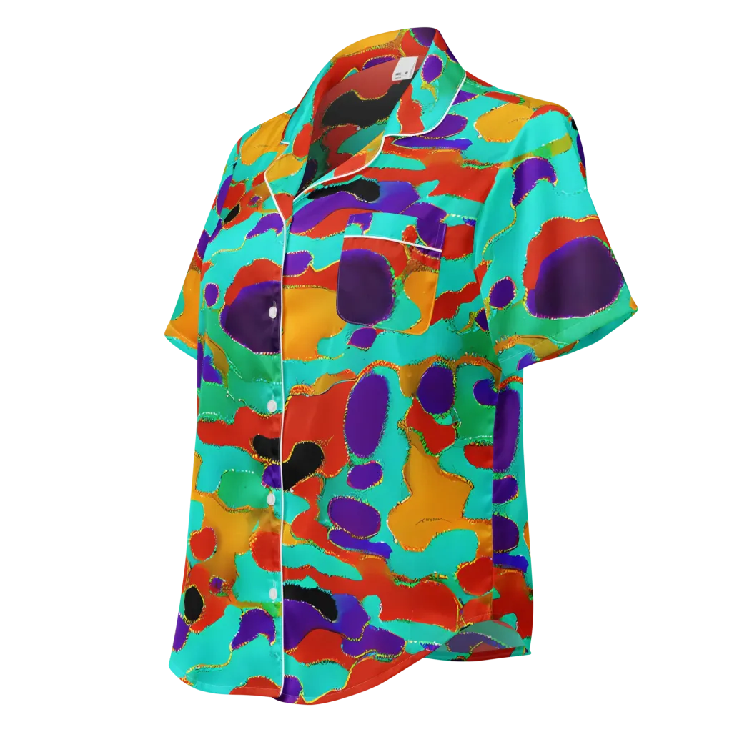 Prismatic Spill on Women's Short Sleeve Pajama Top — Left Front