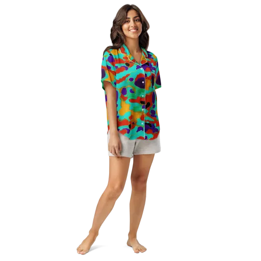 Prismatic Spill on a Women's Short Sleeve Pajama Top