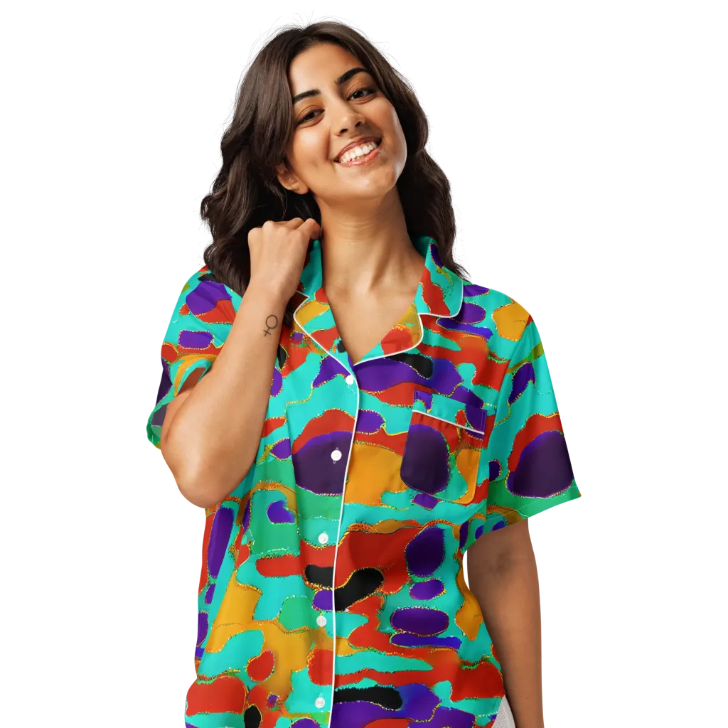 Prismatic Spill on Women's Short Sleeve Pajama Top — Front