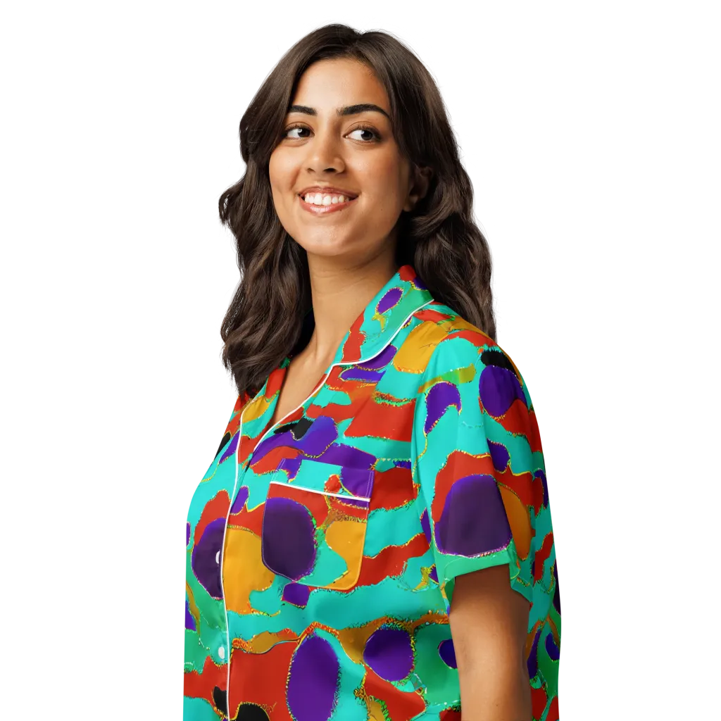 Prismatic Spill on Women's Short Sleeve Pajama Top — Left Front
