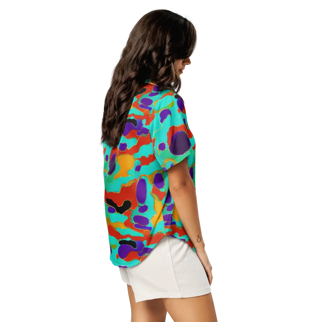 Prismatic Spill on Women's Short Sleeve Pajama Top — Right Back