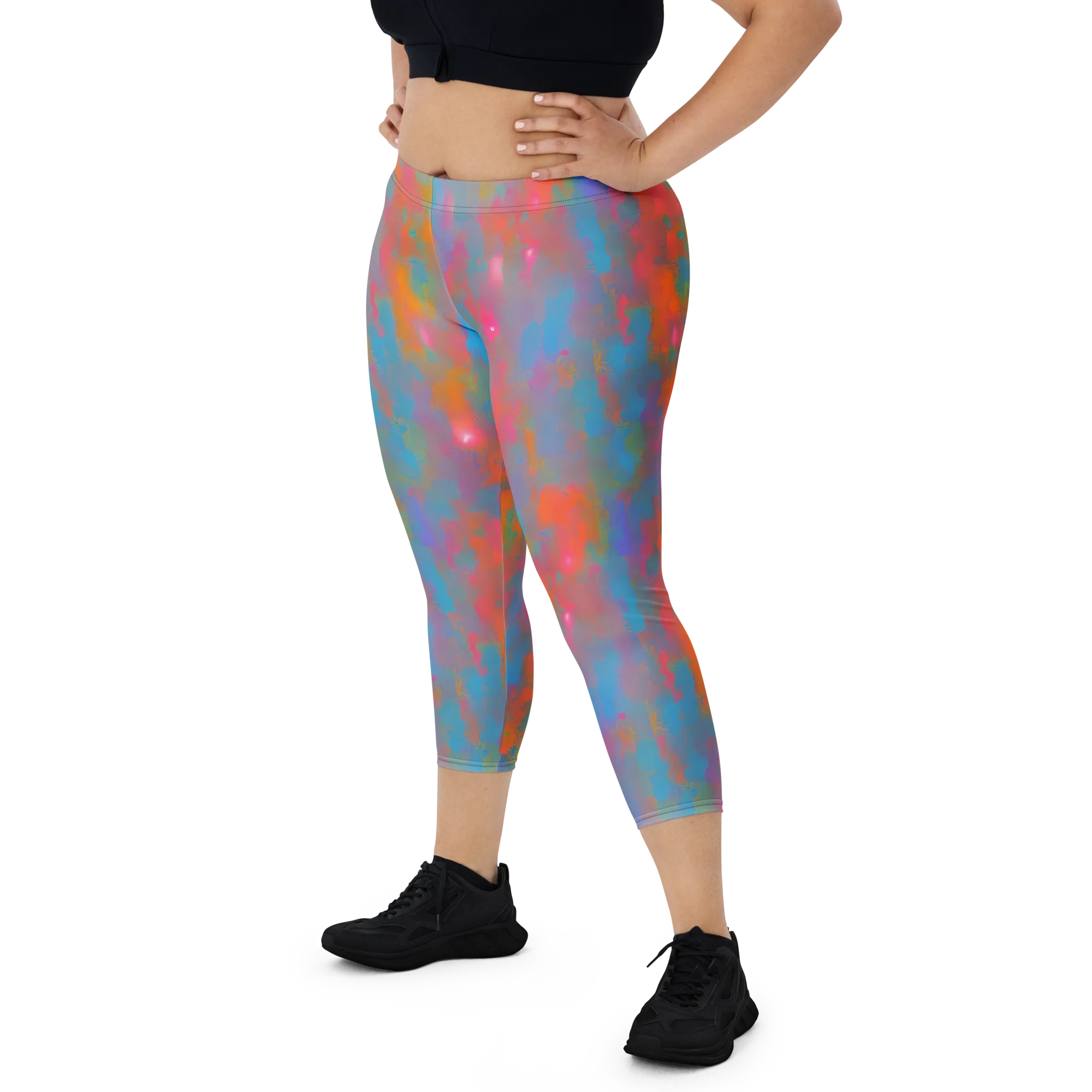 Electric Colorwash on Capri Leggings — Front