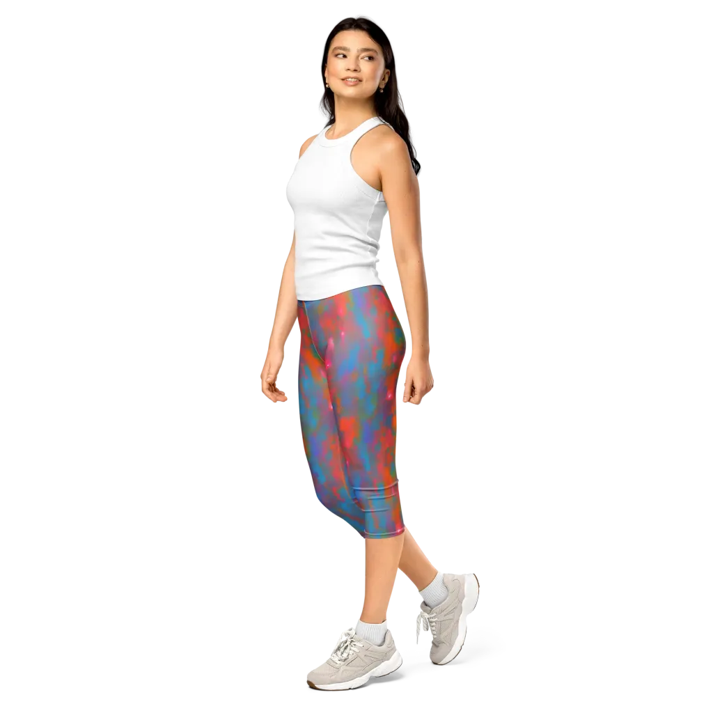 Electric Colorwash on Capri Leggings — Left Front