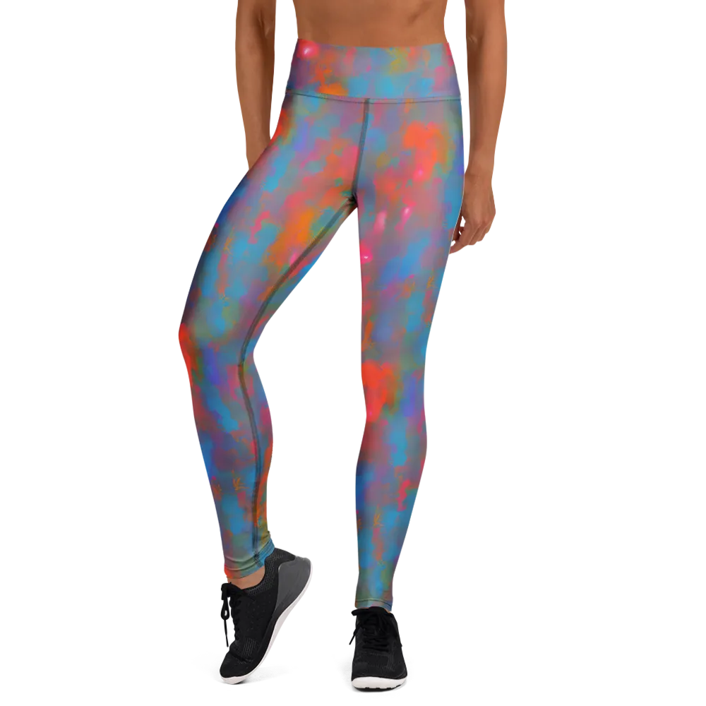 Electric Colorwash on Yoga Leggings — Front
