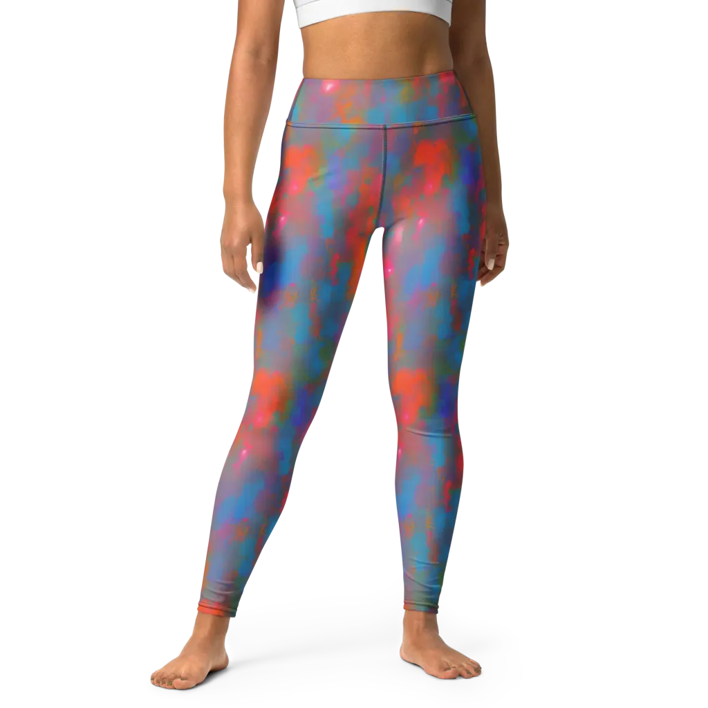 Electric Colorwash on Yoga Leggings — Front