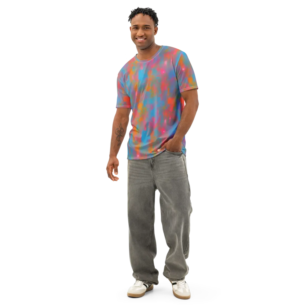 Electric Colorwash on Men's Cotton Crew Neck T-Shirt — Front