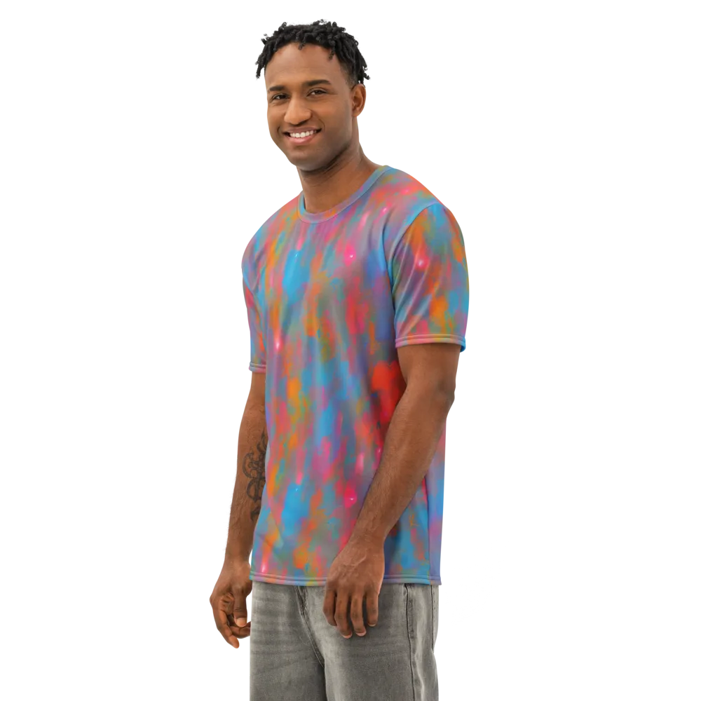 Electric Colorwash on Men's Cotton Crew Neck T-Shirt — Left Front