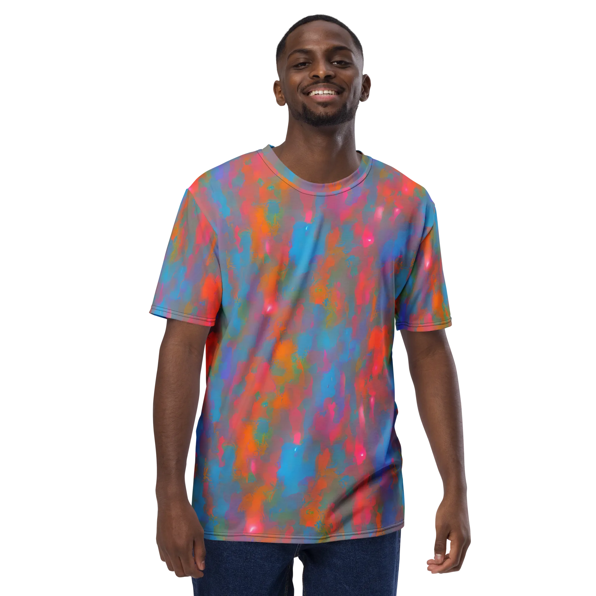 Electric Colorwash on Men's Crew Neck T-Shirt — Front