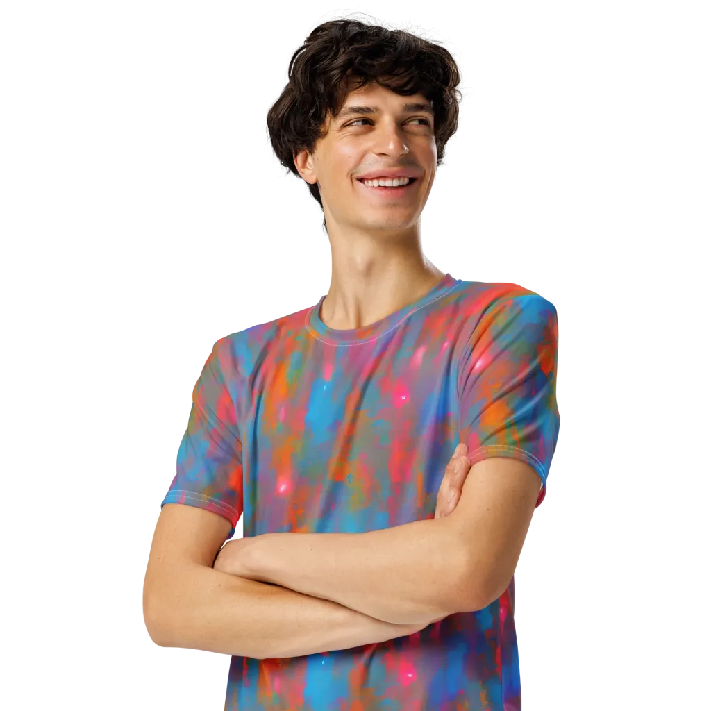 Electric Colorwash on Men's Crew Neck T-Shirt — Left Front