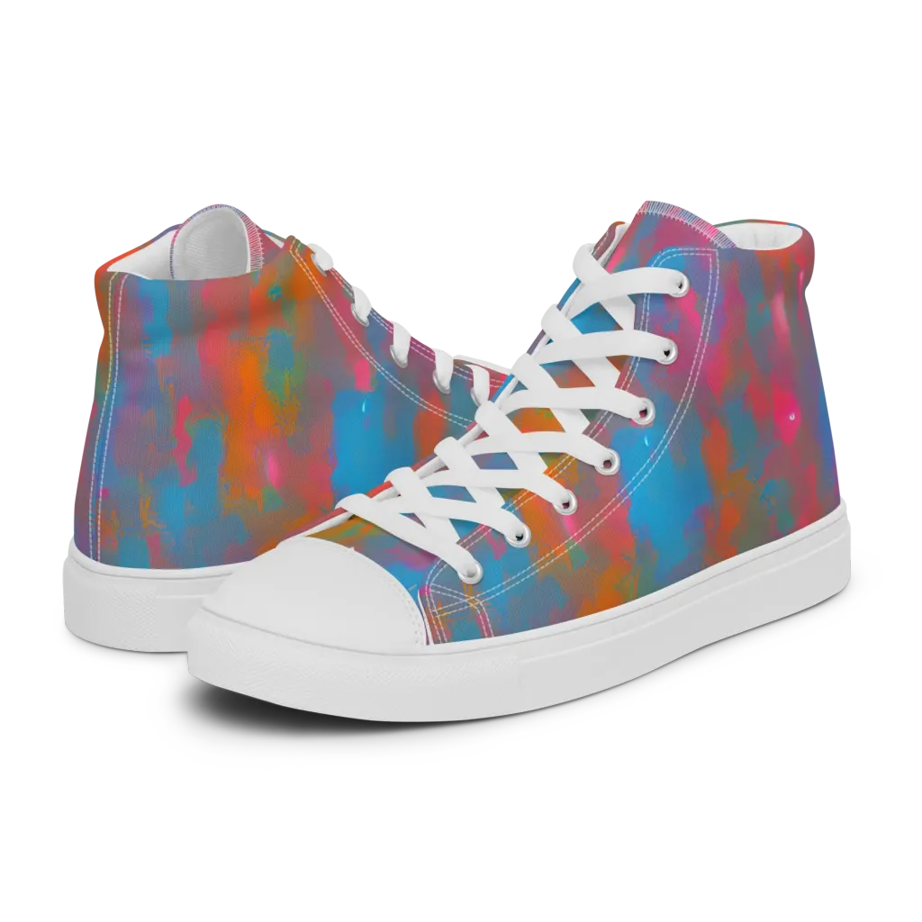 Electric Colorwash on Men's High Top Canvas Shoes — Left