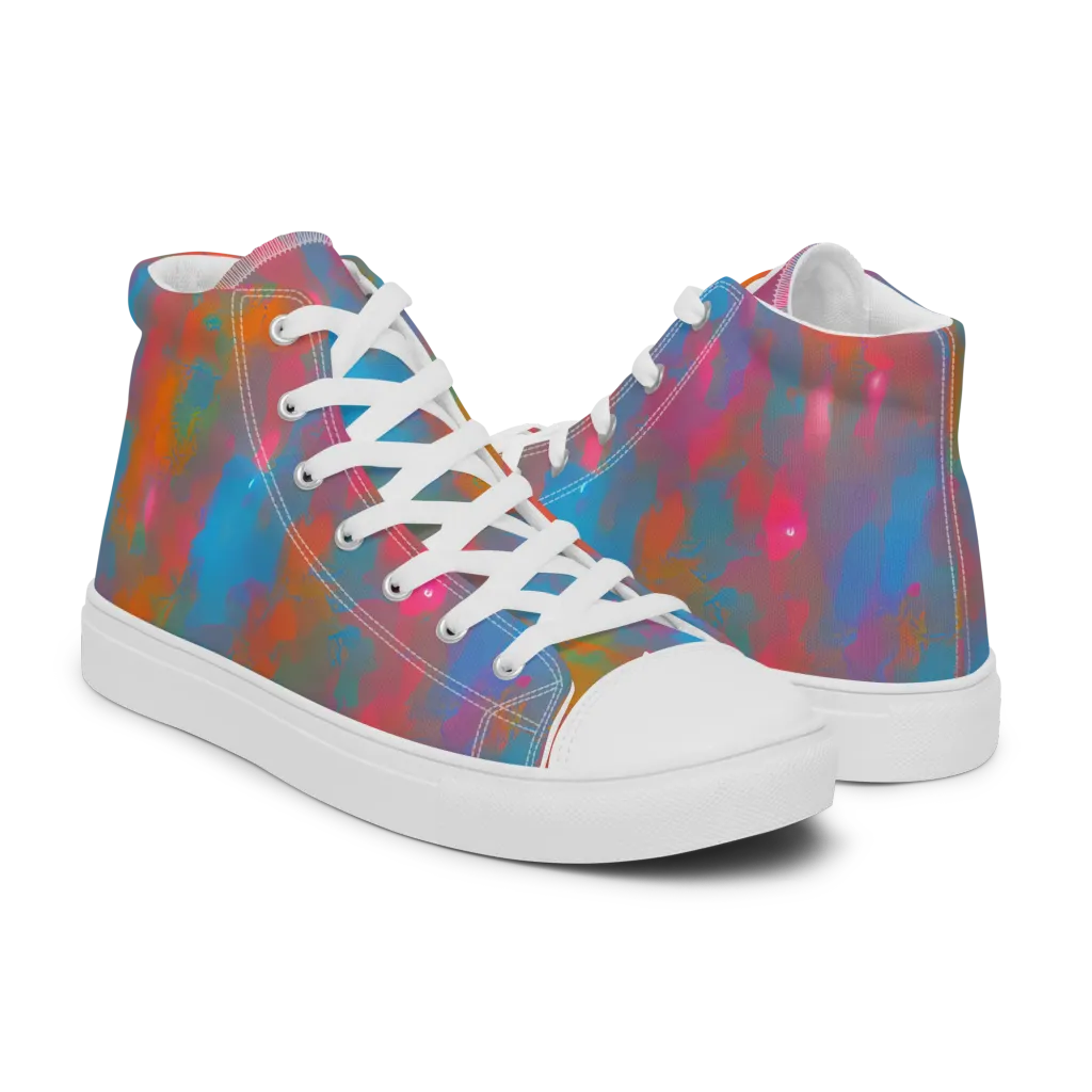 Electric Colorwash on Men's High Top Canvas Shoes — Right