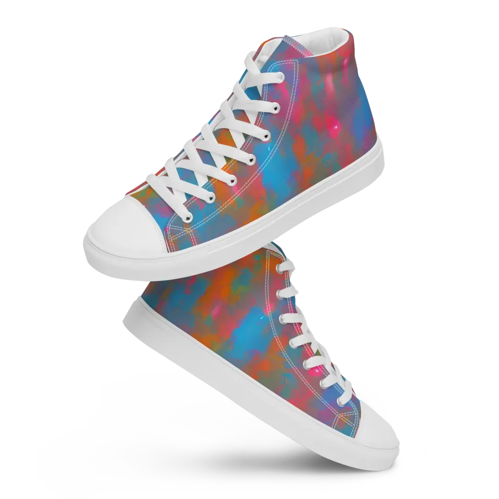Electric Colorwash on Men's High Top Canvas Shoes — Front