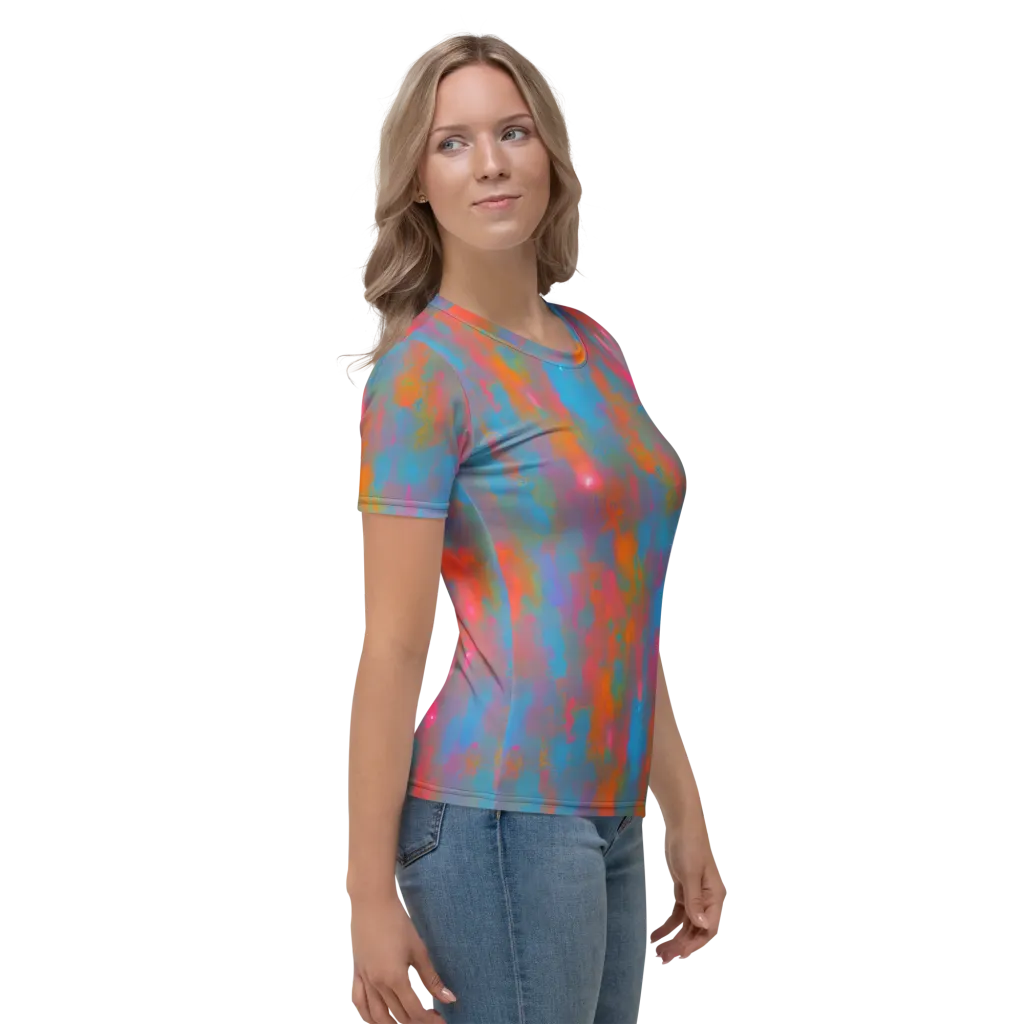Electric Colorwash on Women's Crew Neck T-Shirt — Right