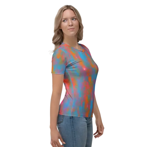 Electric Colorwash on a Women's Crew Neck T-Shirt