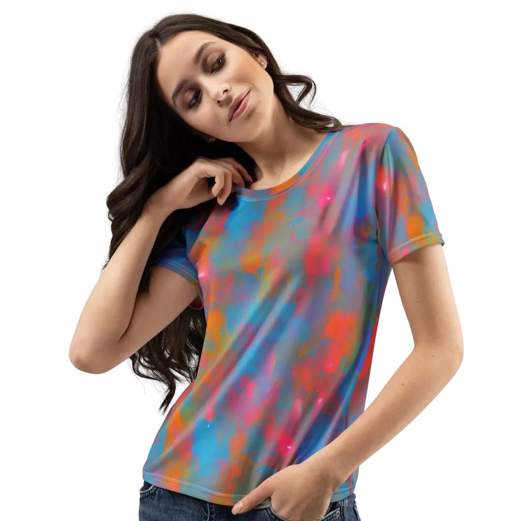 Electric Colorwash on Women's Crew Neck T-Shirt — Left Front