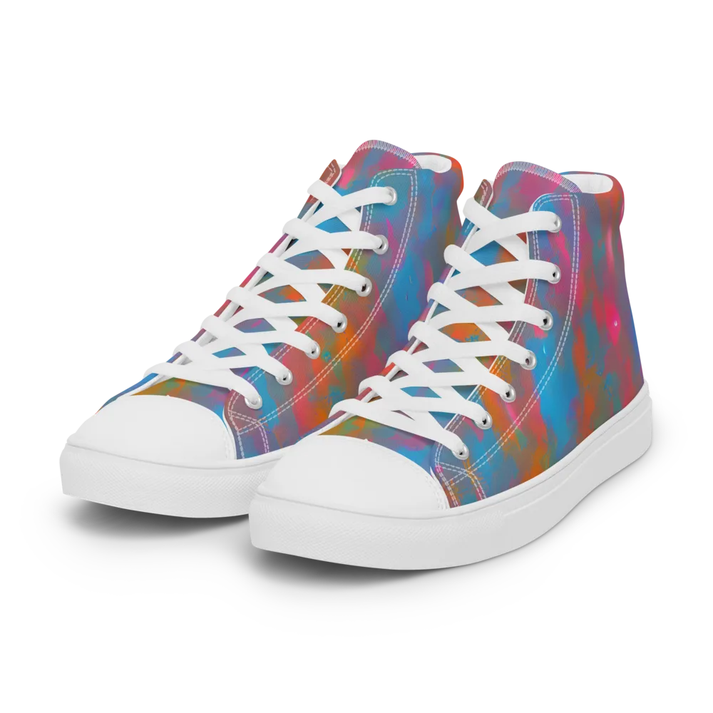Electric Colorwash on Women's High Top Canvas Shoes — Left Front