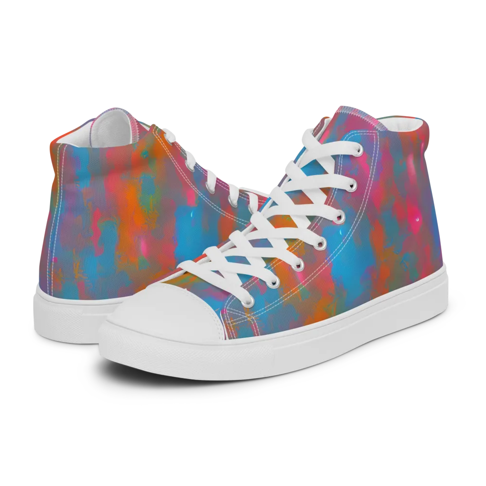 Electric Colorwash on Women's High Top Canvas Shoes — Left