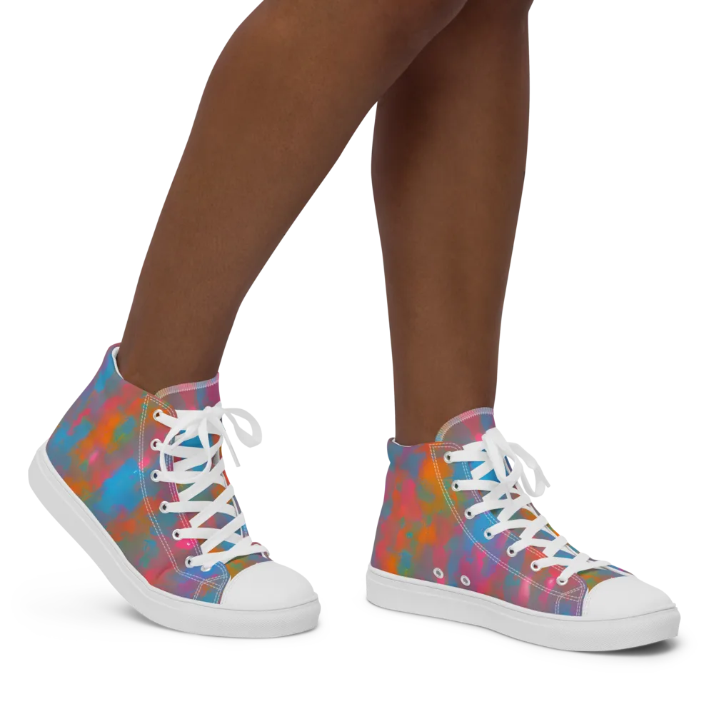 Electric Colorwash on Women's High Top Canvas Shoes — Right