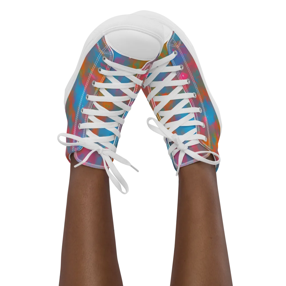 Electric Colorwash on Women's High Top Canvas Shoes — Front