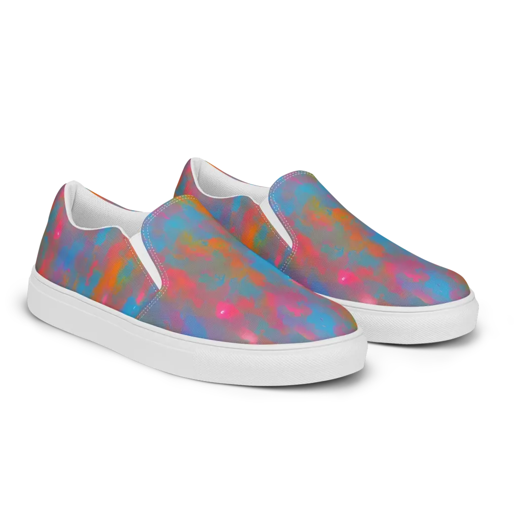Electric Colorwash on Men's Slip-On Canvas Shoes — Right Front