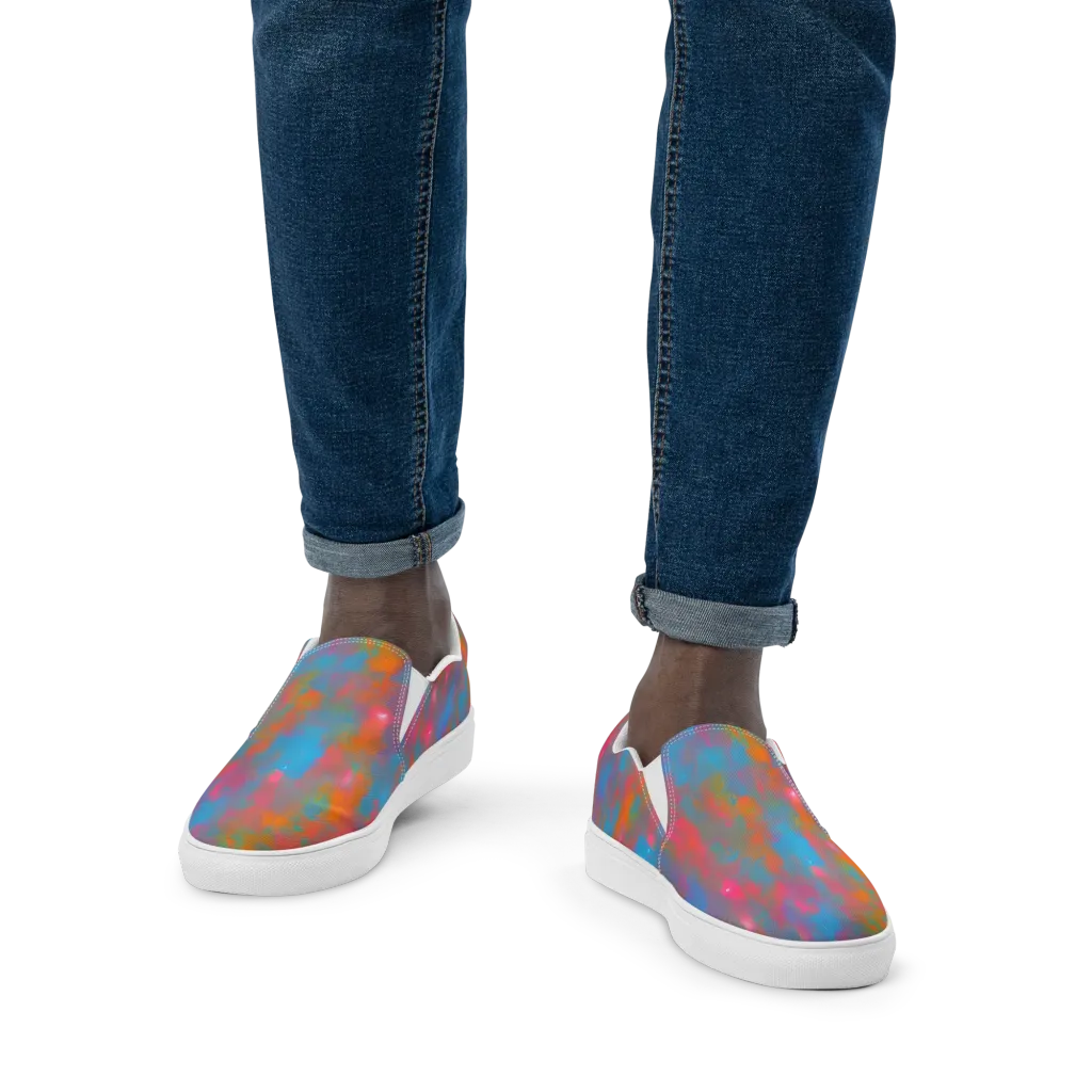 Electric Colorwash on Men's Slip-On Canvas Shoes — Front