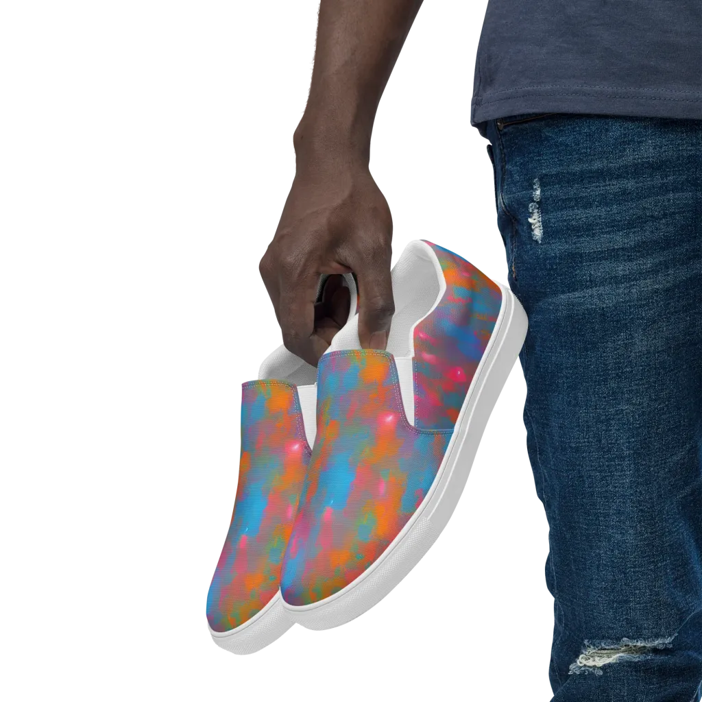 Electric Colorwash on Men's Slip-On Canvas Shoes — Left Front
