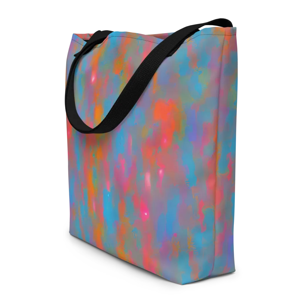 Electric Colorwash on Large Tote Bag W/ Pocket — Front
