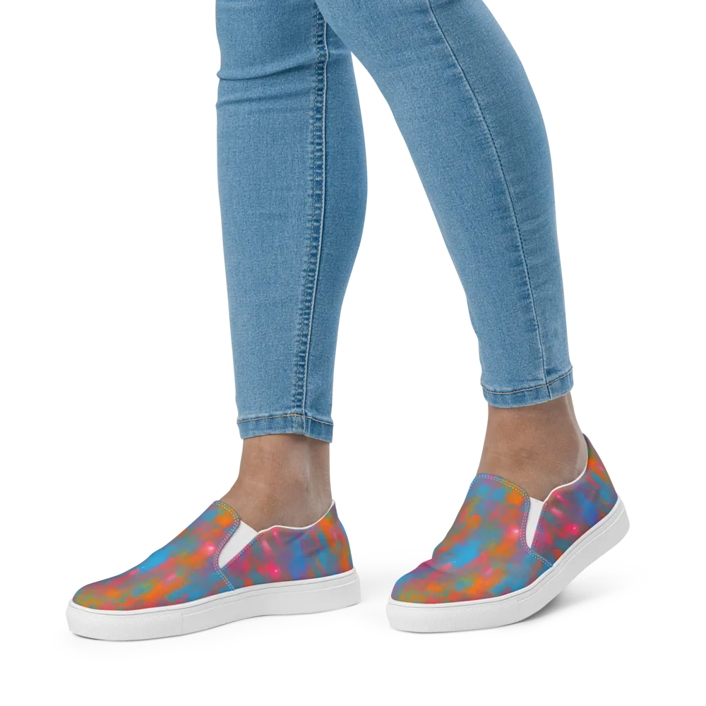 Electric Colorwash on Women's Slip-On Canvas Shoes — Front