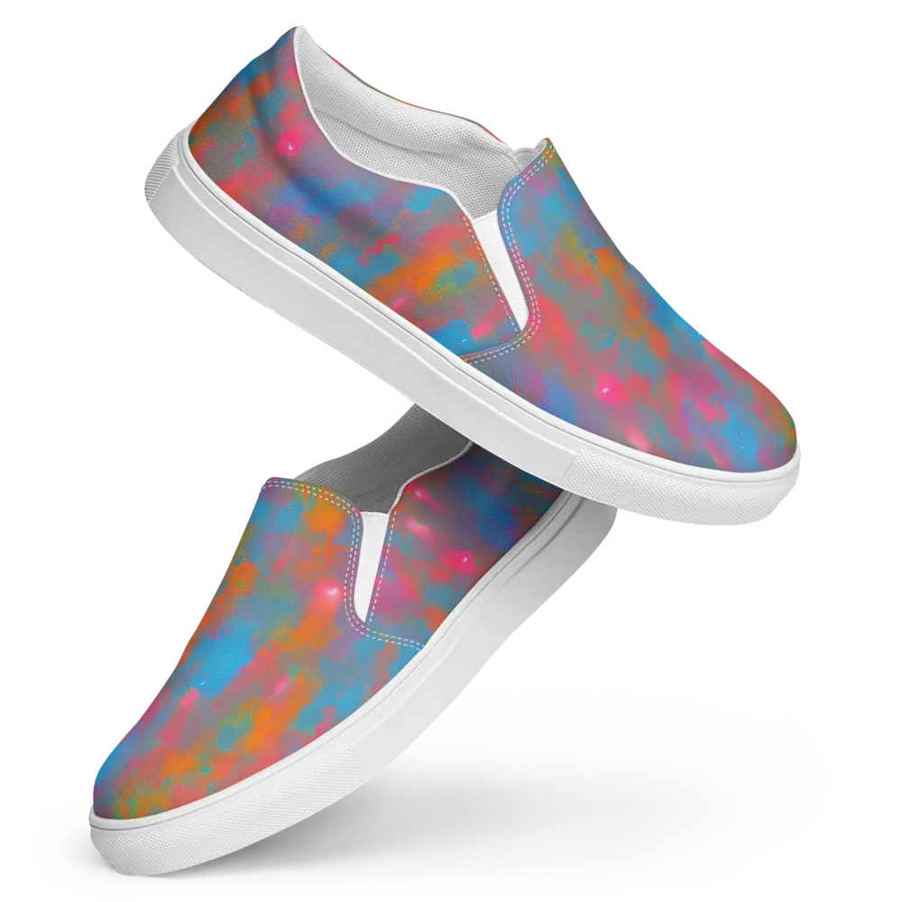 Electric Colorwash on Women's Slip-On Canvas Shoes — Front