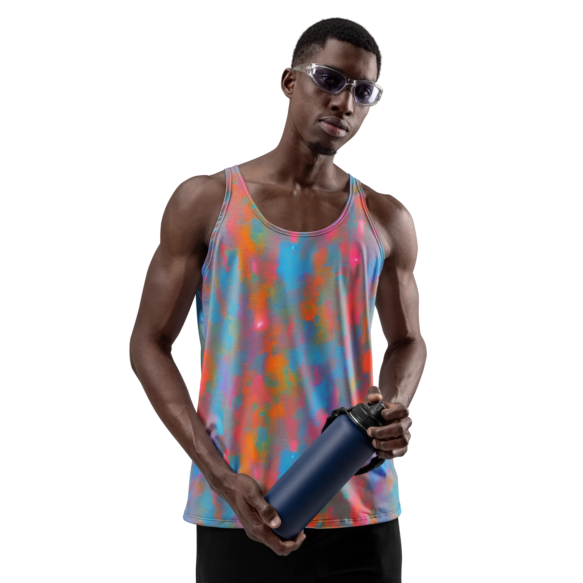 Electric Colorwash on Men's Tank Top — Front