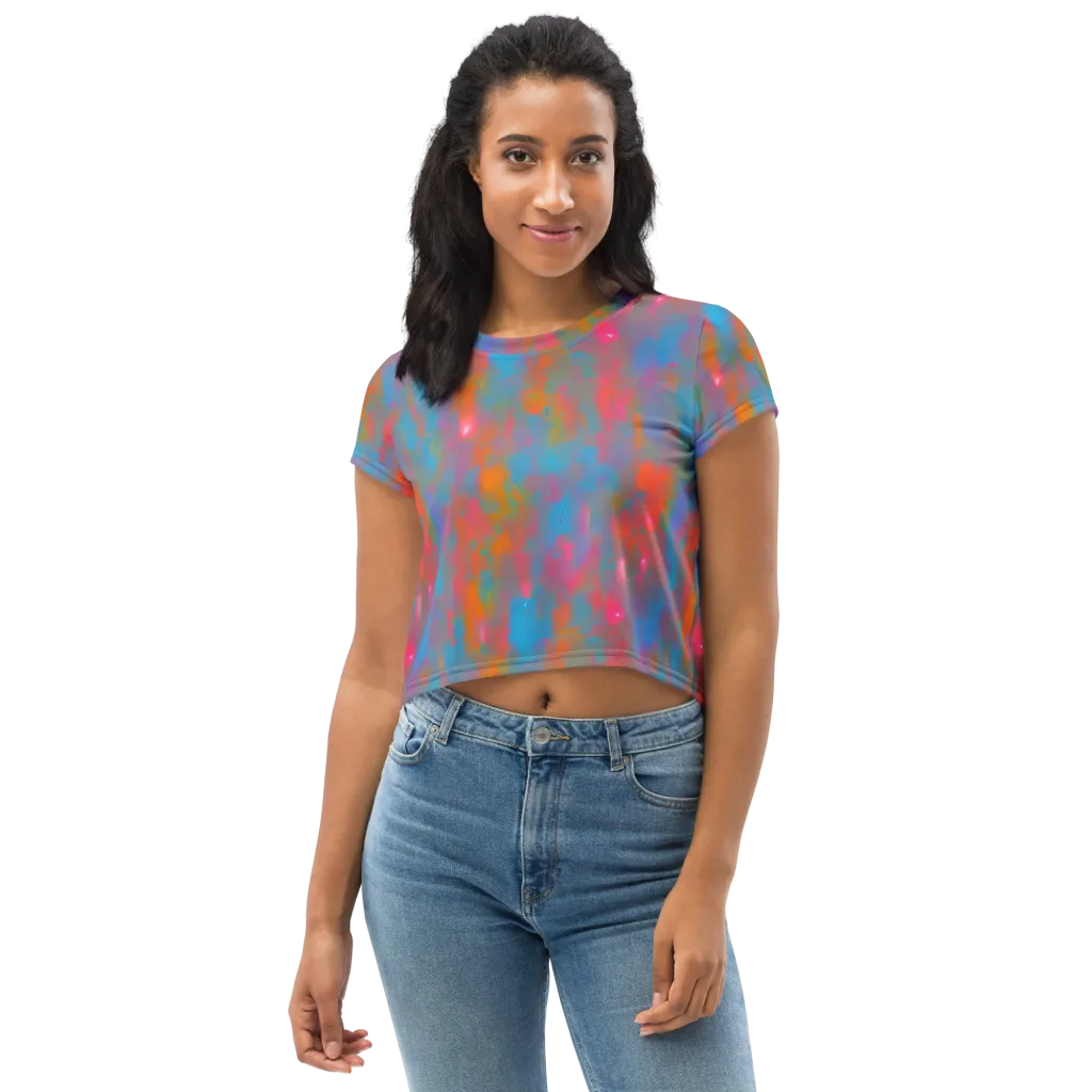 Electric Colorwash on Crop Tee — Front
