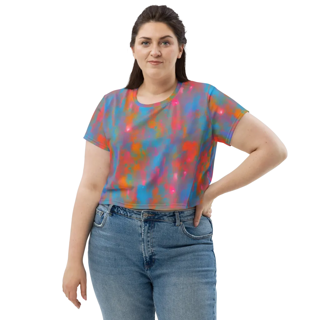 Electric Colorwash on Crop Tee — Front