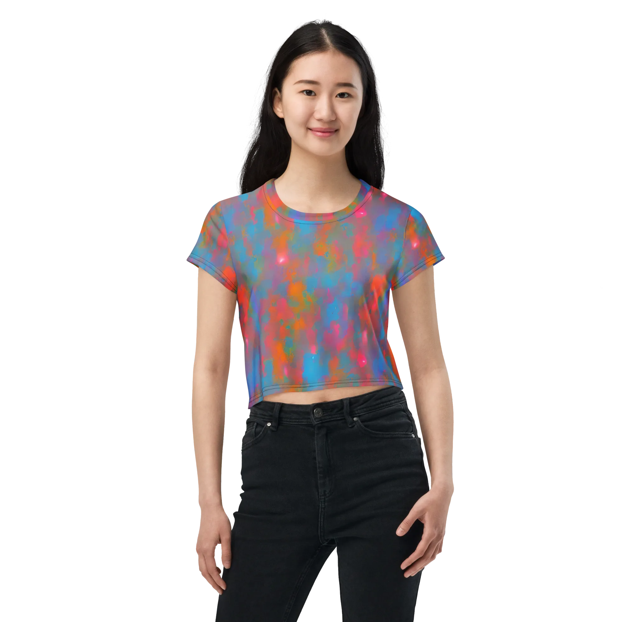 Electric Colorwash on Crop Tee — Front