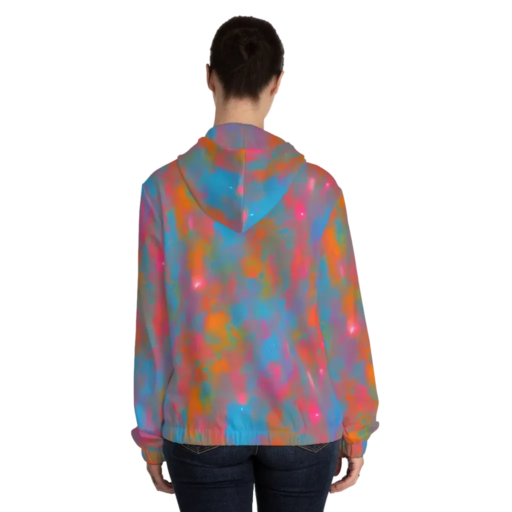 Electric Colorwash on Women's Full-Zip Hoodie — Back On Person