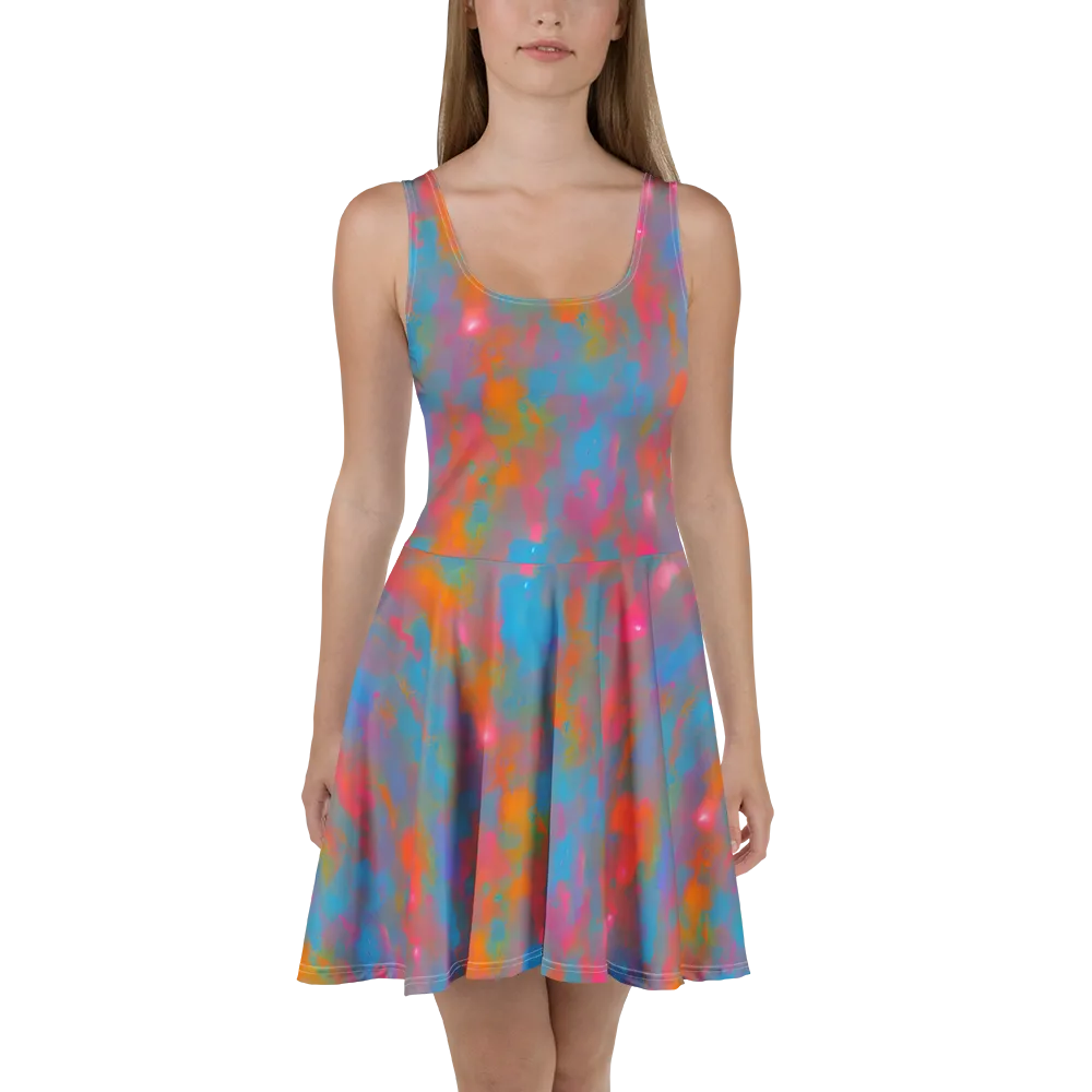 Electric Colorwash on Skater Dress — Front