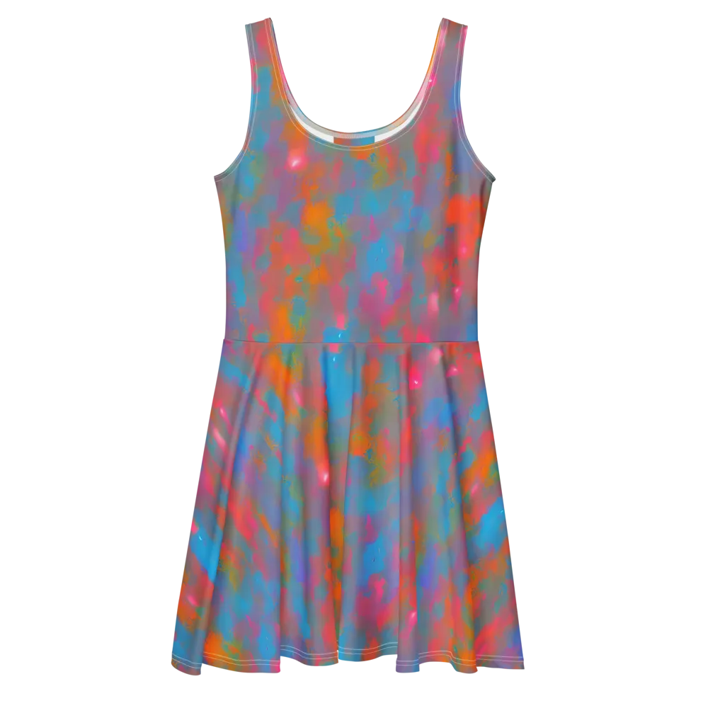 Electric Colorwash on Skater Dress — Front