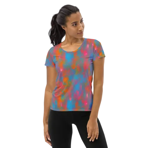 Electric Colorwash on a Women's Athletic T-Shirt
