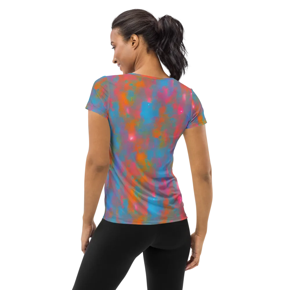 Electric Colorwash on Women's Athletic T-Shirt — Back