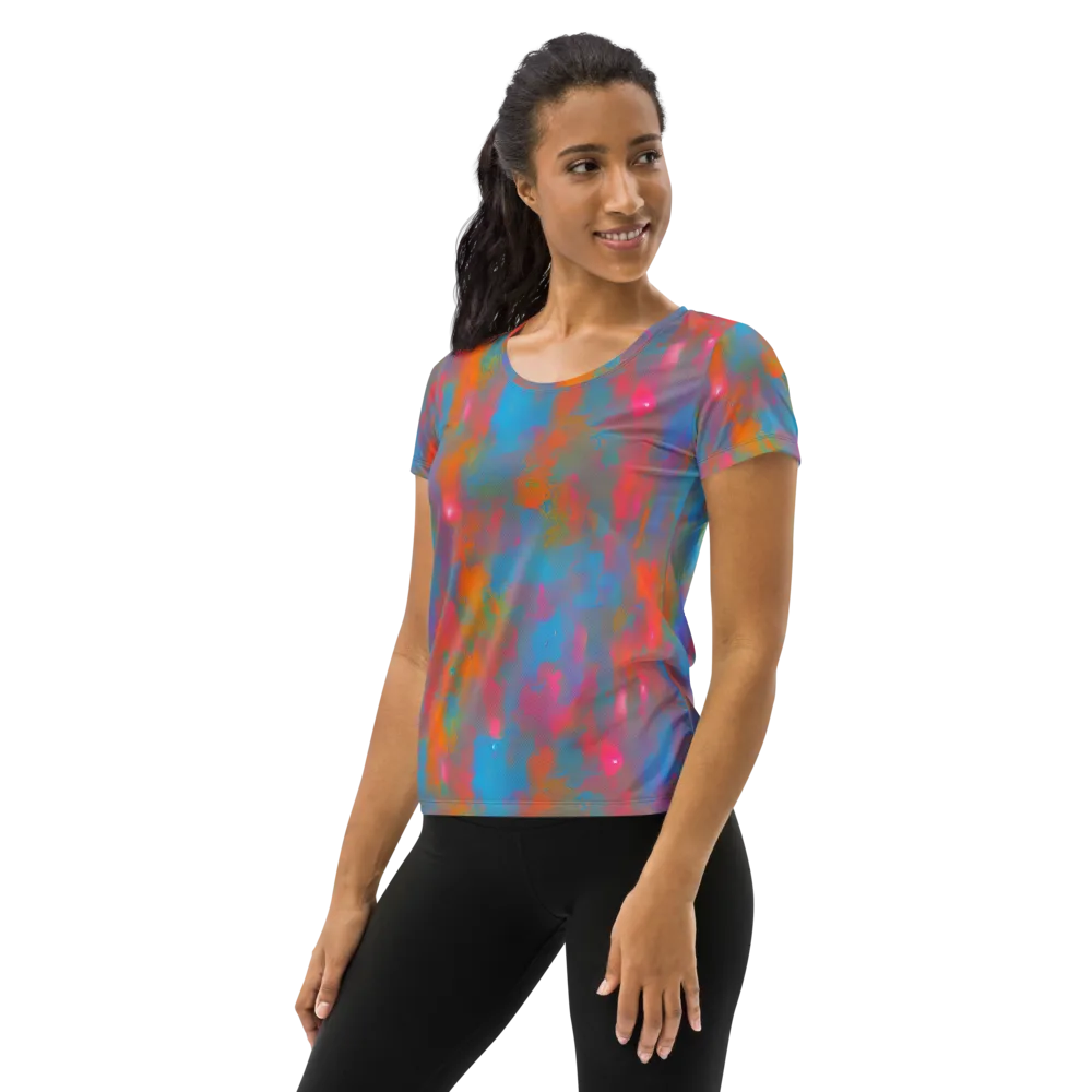 Electric Colorwash on Women's Athletic T-Shirt — Left