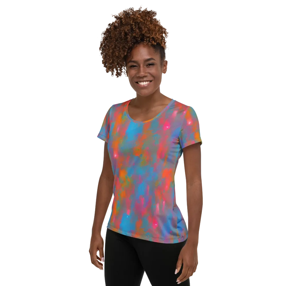 Electric Colorwash on Women's Athletic T-Shirt — Left