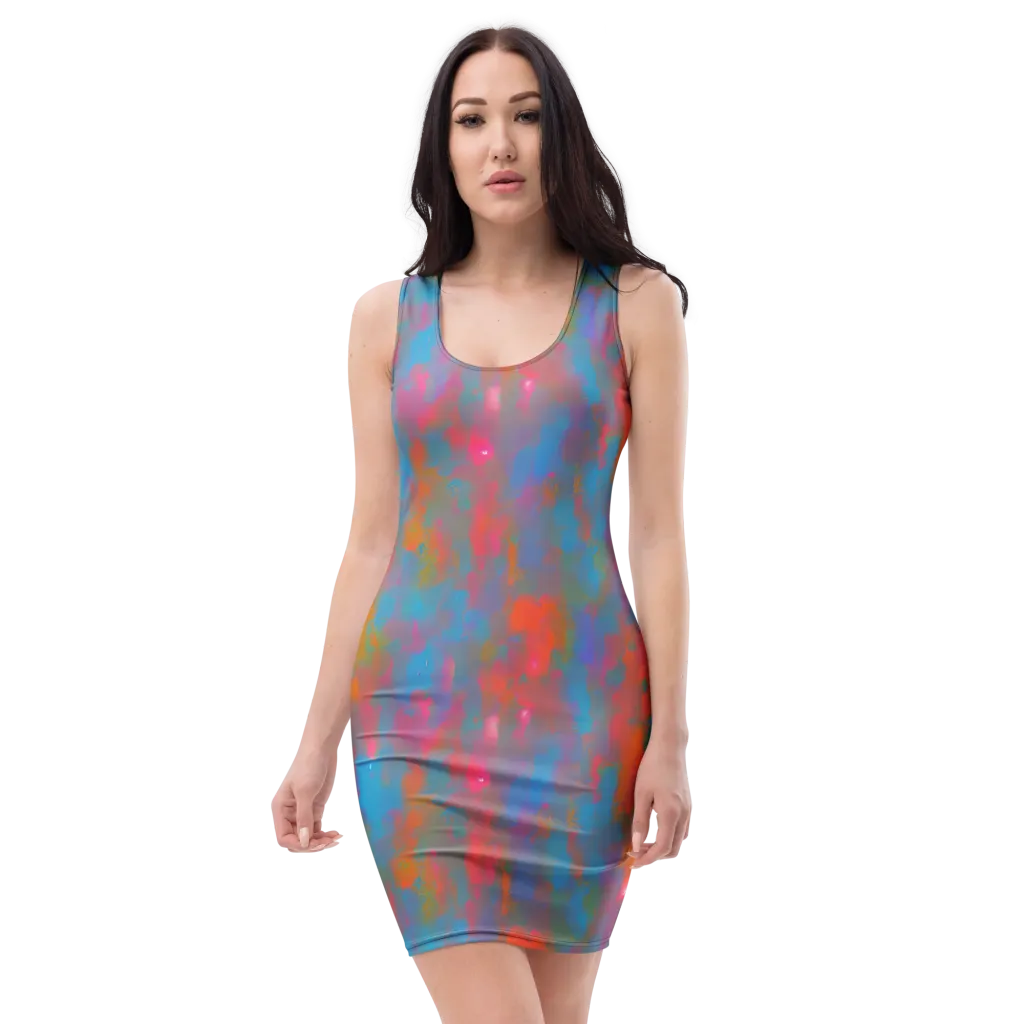 Electric Colorwash on Bodycon Dress — Front