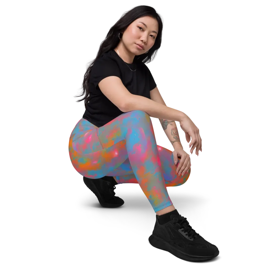 Electric Colorwash on Leggings with Pockets — Right Front