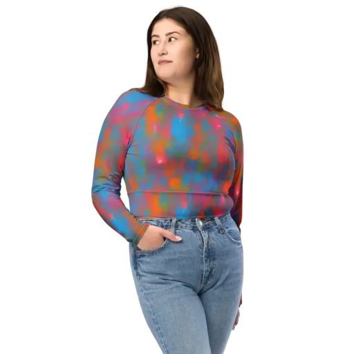 Electric Colorwash on a Long Sleeve Crop Top